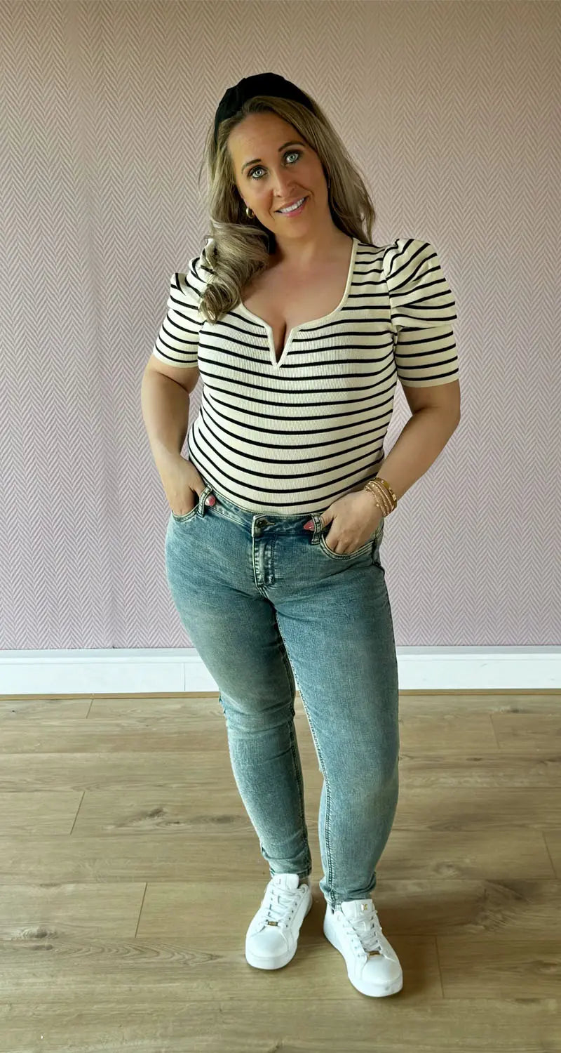 Top Fiene Zwart Crème - Zoivy